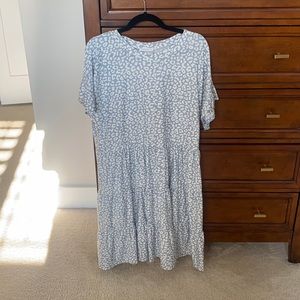 Blue Leopard Tiered Cotton Dress